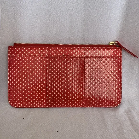 Brand New Jimmy Choo Aarna Pouch Red/White Spotted Snake Print - Picture 2 of 6